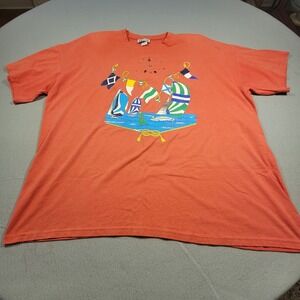 VTG 90s Kavio Designs T-Shirt Plus Size Red‎ Nautical Shoulder Pads Made In USA